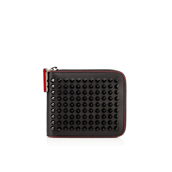 2015SSセレブ・モデル愛用クリスチャン ルブタンコピー Christian Louboutin ☆Panettone Spikes Square Wallet Black Leather☆レディースウォレット・財布 3155062CM53